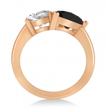Pear/Oval Black & White Diamond Toi et Moi Ring 18k Rose Gold (6.00ct)