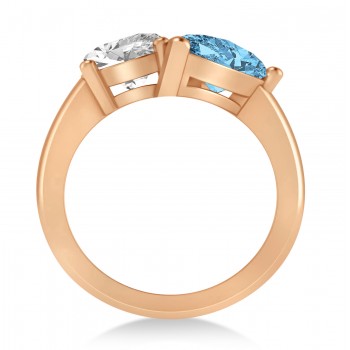 Pear/Oval Diamond & Blue Topaz Toi et Moi Ring 14k Rose Gold (6.00ct)