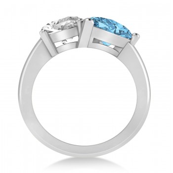 Pear/Oval Diamond & Blue Topaz Toi et Moi Ring 14k White Gold (6.00ct)