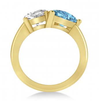 Pear/Oval Diamond & Blue Topaz Toi et Moi Ring 14k Yellow Gold (6.00ct)