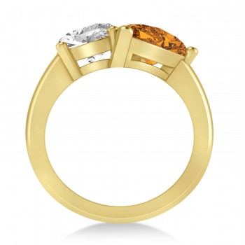 Pear/Oval Diamond & Citrine Toi et Moi Ring 18k Yellow Gold (6.00ct)