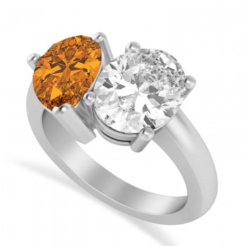 Pear/Oval Diamond & Citrine Toi et Moi Ring Platinum (6.00ct)