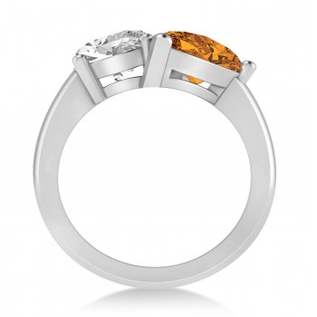 Pear/Oval Diamond & Citrine Toi et Moi Ring Platinum (6.00ct)