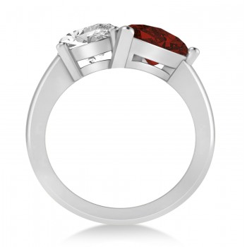 Pear/Oval Diamond & Garnet Toi et Moi Ring Platinum (6.00ct)