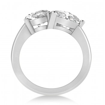 Pear/Oval Lab Grown Diamond Toi et Moi Ring 14k White Gold (6.00ct)