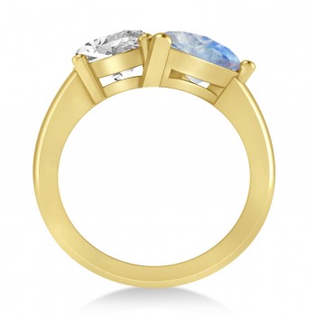 Pear/Oval Diamond & Moonstone Toi et Moi Ring 14k Yellow Gold (6.00ct)