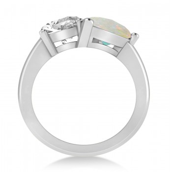 Pear/Oval Diamond & Opal Toi et Moi Ring 14k White Gold (6.00ct)