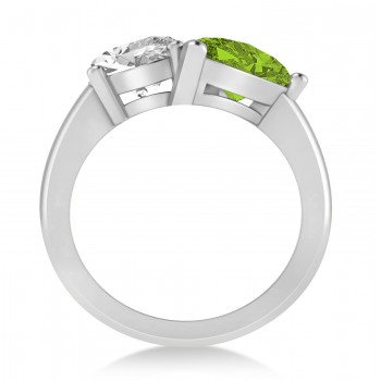 Pear/Oval Diamond & Peridot Toi et Moi Ring Platinum (6.00ct)