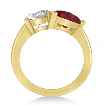 Pear/Oval Diamond & Ruby Toi et Moi Ring 14k Yellow Gold (6.00ct)