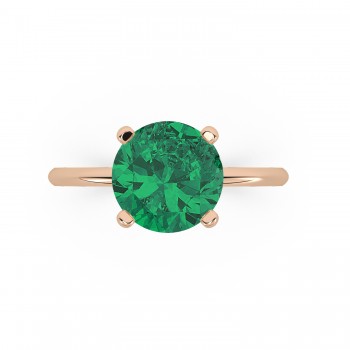 Lab Emerald Solitaire Engagement Ring 14K Rose Gold (3.00ct)