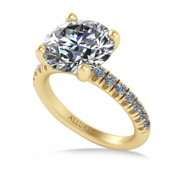 Round Moissanite Diamond Solitaire Ring Bridal Set 14K Yellow Gold (4.37ct)