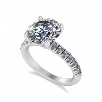 Moissanite Diamond Solitaire Engagement Ring 14K White Gold (3.92ct)