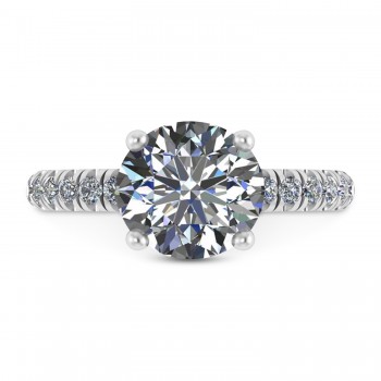 Moissanite Diamond Solitaire Engagement Ring 14K White Gold (3.92ct)
