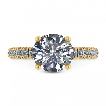 Moissanite Diamond Solitaire Engagement Ring 14K Yellow Gold (3.92ct)