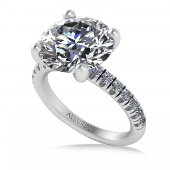 Round Lab Grown Diamond Solitaire Ring Bridal Set 14K White Gold (4.87ct)