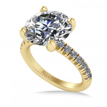 Round Lab Grown Diamond Solitaire Ring Bridal Set 14K Yellow Gold (4.87ct)