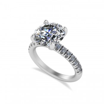 Moissanite Diamond Solitaire Engagement Ring 14K White Gold (4.42ct)