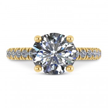Moissanite Diamond Solitaire Engagement Ring 14K Yellow Gold (4.42ct)