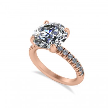 Moissanite Diamond Solitaire Engagement Ring 14K Rose Gold (5.42ct)