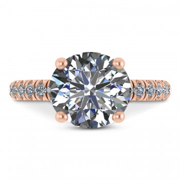 Moissanite Diamond Solitaire Engagement Ring 14K Rose Gold (5.42ct)