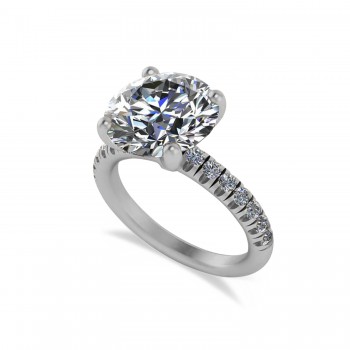 Moissanite Diamond Solitaire Engagement Ring 14K White Gold (5.42ct)