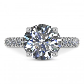 Moissanite Diamond Solitaire Engagement Ring 14K White Gold (5.42ct)