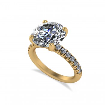 Moissanite Diamond Solitaire Engagement Ring 14K Yellow Gold (5.42ct)