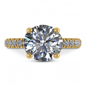 Moissanite Diamond Solitaire Engagement Ring 14K Yellow Gold (5.42ct)
