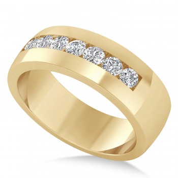 Men's Diamond Channel Set Ring Wedding Band 14k Yellow Gold (0.49ct)