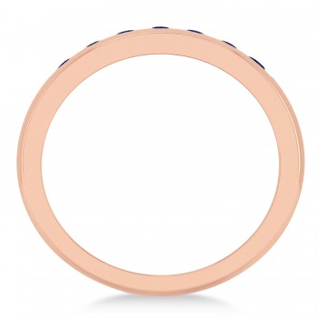 Men's Blue Sapphire Channel Set Wedding Band 14k Rose Gold (0.49ct)