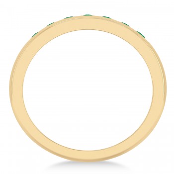 Men's Emerald Channel Set Wedding Band 14k Yellow Gold (0.49ct)