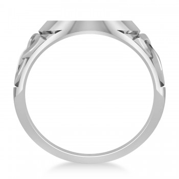 Customizable Celtic Knot Signet Ring Engravable 14k White Gold