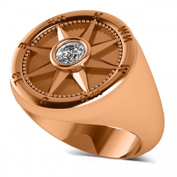 Men's Diamond Nautical Compass Fashion Ring 14k Rose Gold (0.25ct)