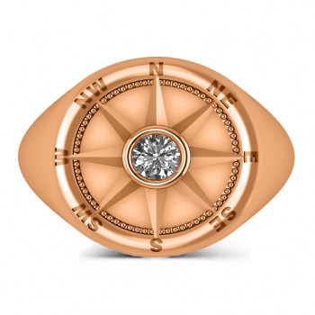 Men's Diamond Nautical Compass Fashion Ring 14k Rose Gold (0.25ct)