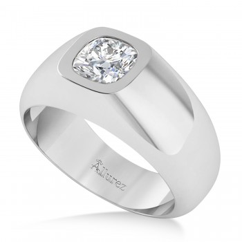 Men's Diamond Gypsy Ring 14k White Gold (1.00ct)