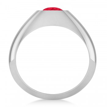 Men's Ruby Gypsy Ring 14k White Gold (1.00ct)