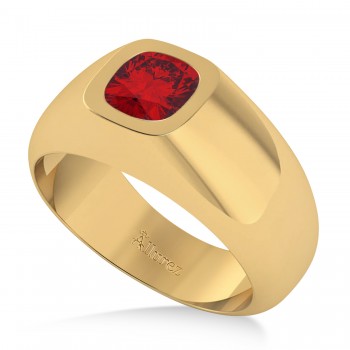 Men's Ruby Gypsy Ring 14k Yellow Gold (1.00ct)