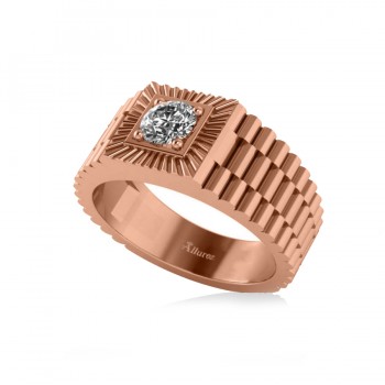 Two Tone Cut Diamond Men's Fashion Ring 14k Rose Gold (0.50 ct)