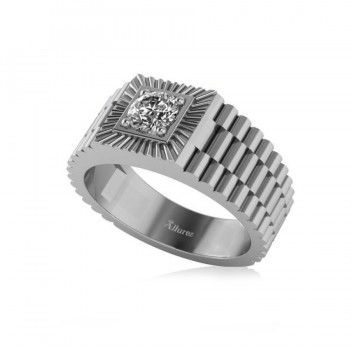 Two Tone Cut Diamond Men's Fashion Ring 14k White Gold (0.50 ct)