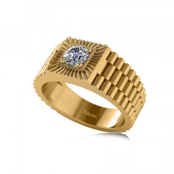 Two Tone Cut Diamond Men's Fashion Ring 14k Yellow Gold (0.50 ct)