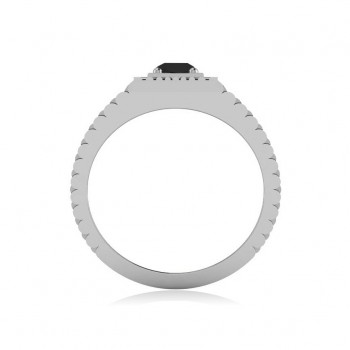 Two Tone Cut Black Diamond Men's Fashion Ring 14k White Gold (0.50 ct)