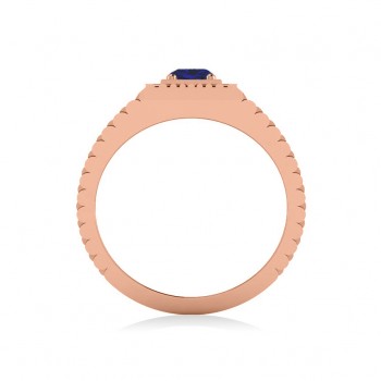 Two Tone Cut Blue Sapphire Men's Fashion Ring 14k Rose Gold (0.50 ct)