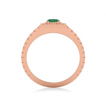 Two Tone Cut Emerald Men's Fashion Ring 14k Rose Gold (0.50 ct)