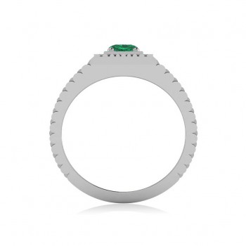 Two Tone Cut Emerald Men's Fashion Ring 14k White Gold (0.50 ct)