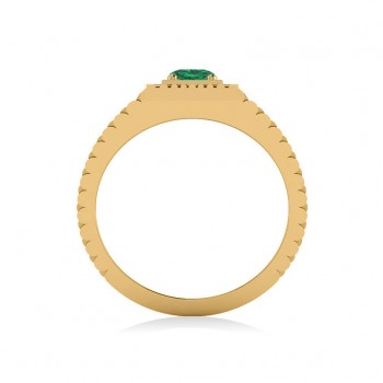 Two Tone Cut Emerald Men's Fashion Ring 14k Yellow Gold (0.50 ct)