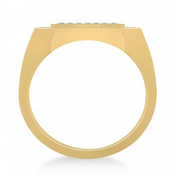 Men's Diamond Accent Jerusalem Cross Signet Ring 14k Yellow Gold (0.49 ctw)
