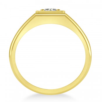 Men's Round Diamond Solitaire Ring 14k Yellow Gold (0.75 ctw)