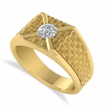 Men's Textured Diamond Fashion Ring 14k Yellow Gold (0.50 ctw)