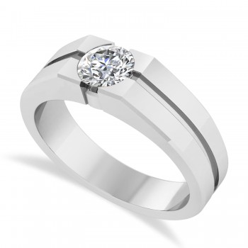 Men's Diamond Solitaire Fashion Ring 14k White Gold (1.00 ctw)