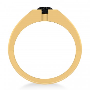 Men's Black Diamond Solitaire Fashion Ring 14k Yellow Gold (1.00 ctw)